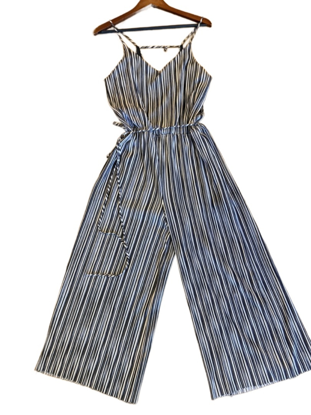 Xhilaration Black and White Striped Wide-Leg Jumpsuit
